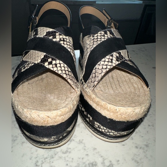 Tory Burch Espadrilles High Platform Black and Snake Skin color sz 8.5 (8 1/2) - Picture 3 of 16